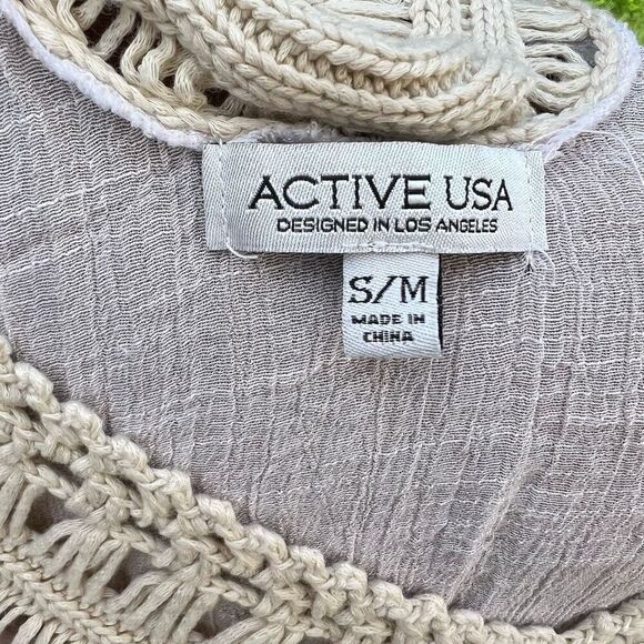 Active USA Boho Crochet Peasant Top Ibiza Festival Beach Cover Up, S/M - Picture 8 of 11